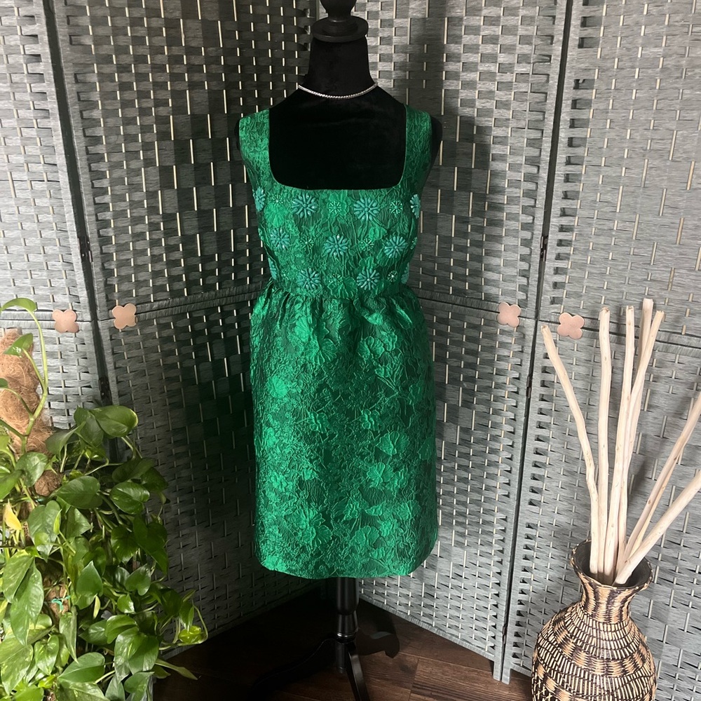 Lilly Pulitzer Bellami Embellished Flora Kelly Green Leaf & Impression Jacquard